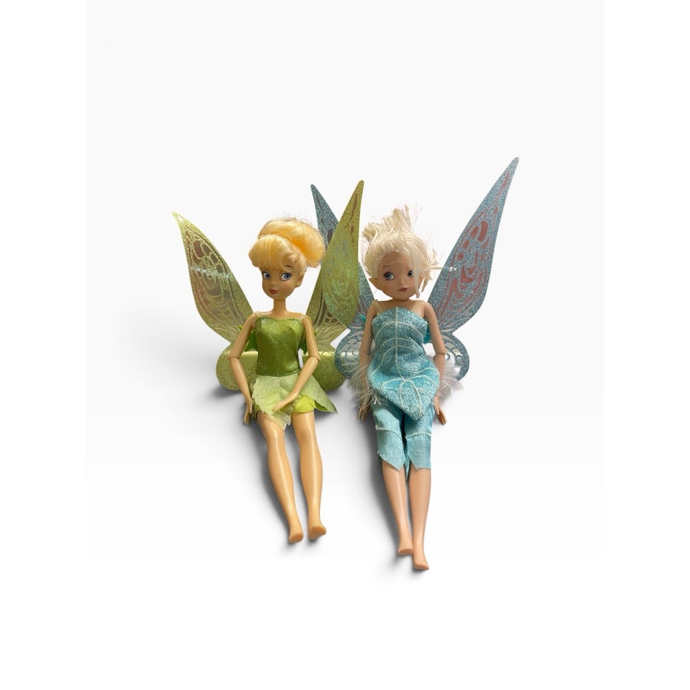 Disney Store Disney Faries Tinker Bell & Periwinkle Fluttering Wings 10" Dolls